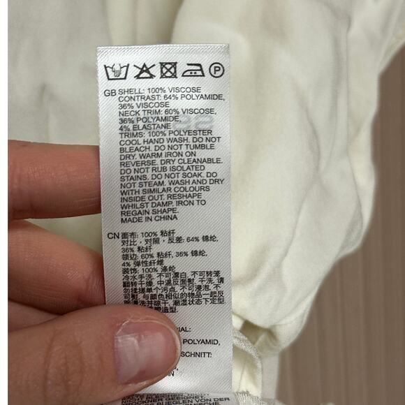 Reiss Harlowe Lace Inset Top Cream Size 10 - Picture 9 of 10